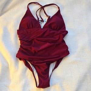 Elegant Burgundy One Piece Swimsuit‎ NWT